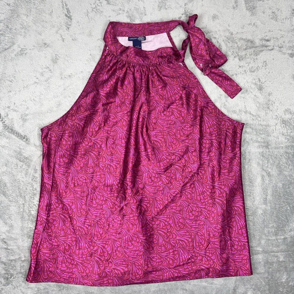 VTG‎ Venezia Jeans Women's Halter Top Pink Purple Made In USA SIZE 22/24 Flaw*